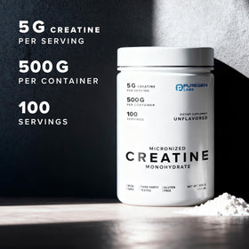 P Puregen Labs créatine monohydrate 500g avec dose de 5g