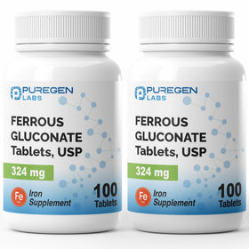 P Puregen Labs Ferrous Gluconate 324 mg comprimés avant