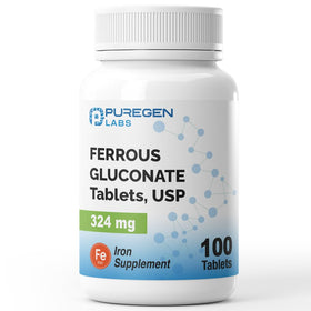 P Puregen Labs Gluconate Ferreux 324 mg comprimés, vue de face