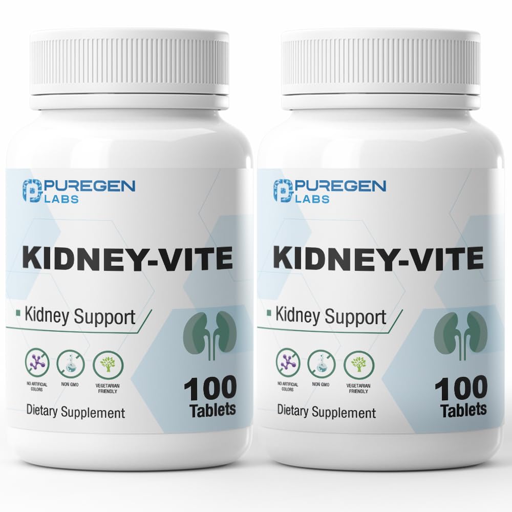 P Puregen Labs Kidney-Vite 200 comprimés, emballage avant