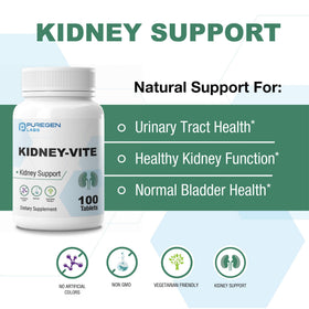 P Puregen Labs Kidney-Vite, gros plan sur les comprimés
