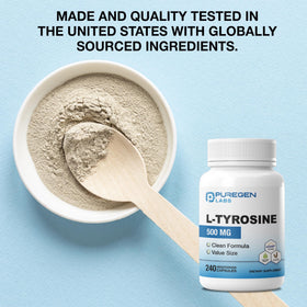 P Puregen Labs L-Tyrosine 500 mg ingrédients sur l'étiquette