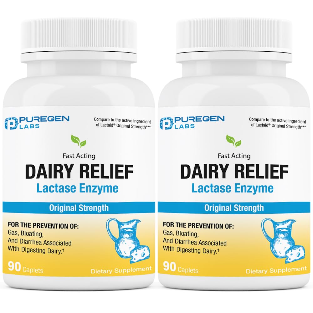 P Puregen Labs Lactase Enzyme 3000 FCC 180 comprimés, vue de face
