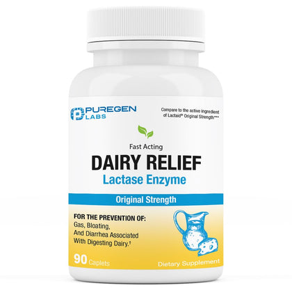 P Puregen Labs Lactase Enzyme 3000 FCC 90 comprimés, vue de face