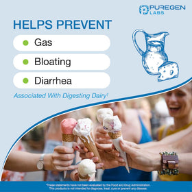 P Puregen Labs Lactase Enzyme 9000 FCC 720 comprimés avec étiquette