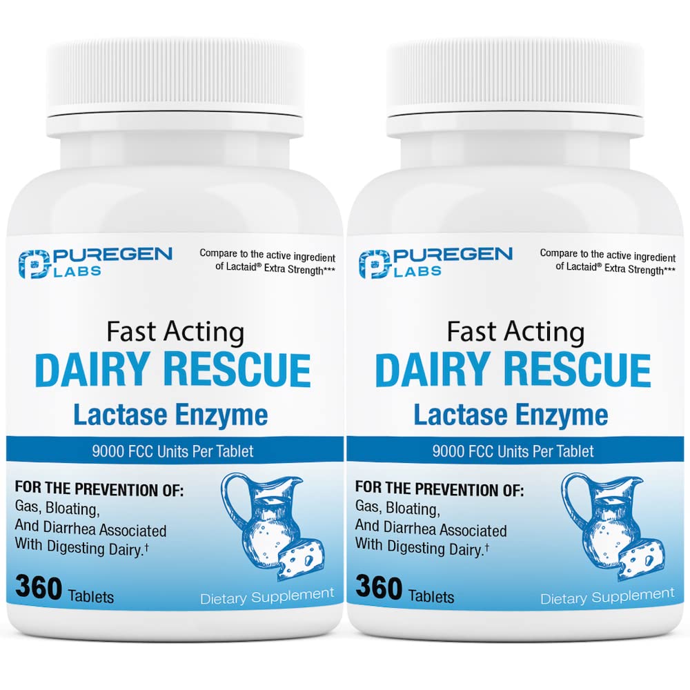P Puregen Labs Lactase Enzyme 9000 FCC 720 comprimés vue avant