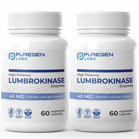 P Puregen Labs Lumbrokinase 40mg capsules front view