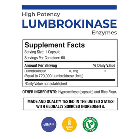 P Puregen Labs Lumbrokinase 40mg capsules side view