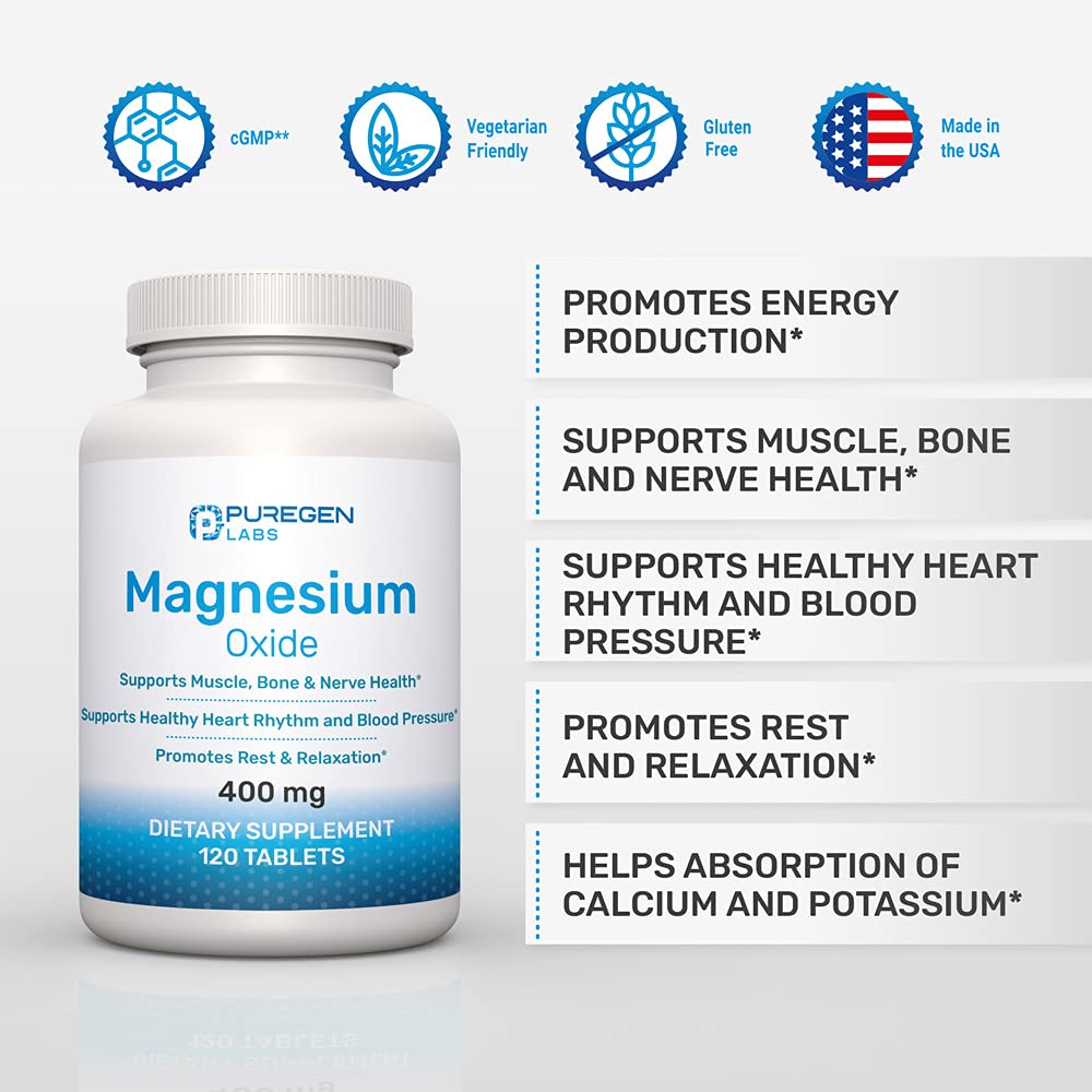 P Puregen Labs Magnésium Oxyde 400mg informations nutritionnelles