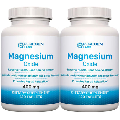 P Puregen Labs Magnésium Oxyde 400mg paquet avant