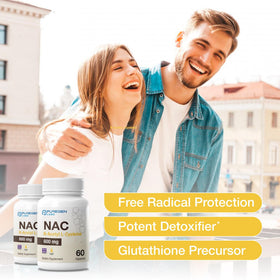 P Puregen Labs N-Acetyl-L-Cystéine 600mg sur fond blanc