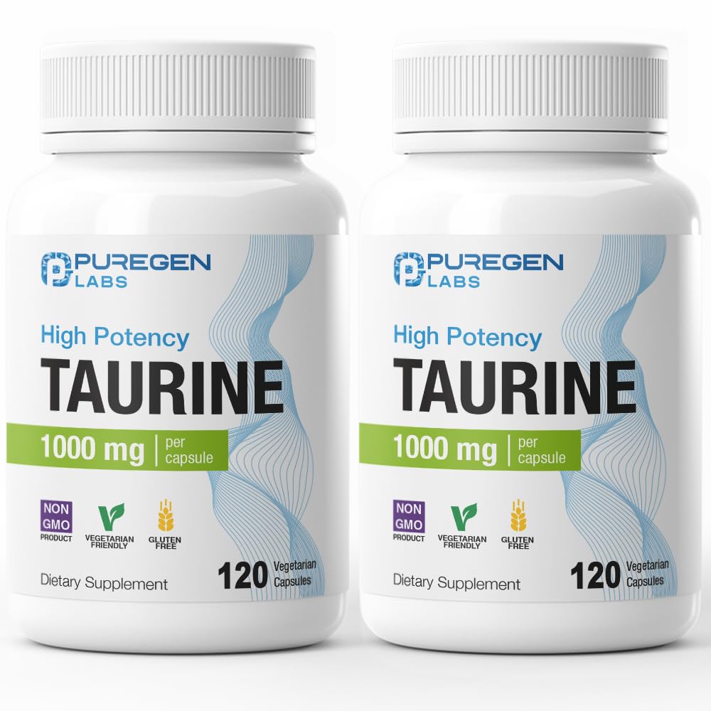P Puregen Labs Taurine 1000mg 240 capsules végétales, vue avant