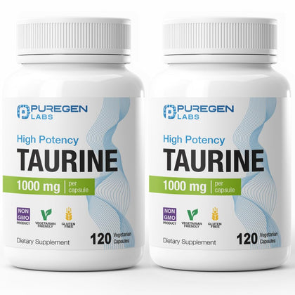 P Puregen Labs Taurine 1000mg 240 capsules végétales, vue avant