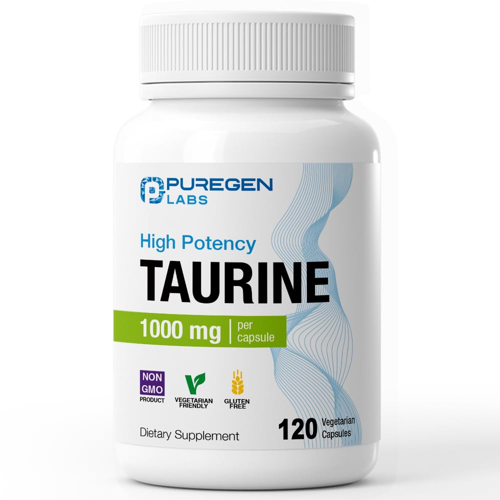 P Puregen Labs Taurine 1000mg capsules végétales, vue avant