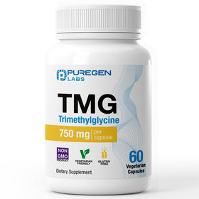 P Puregen Labs TMG 750 mg capsules végétariennes en vue de face