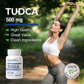 P Puregen Labs TUDCA 500mg vue de côté de l'emballage
