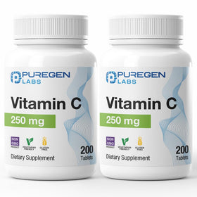 P Puregen Labs Vitamine C 250 MG 400 comprimés, vue de face