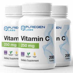 P Puregen Labs Vitamine C 250 MG 600 comprimés vue de face