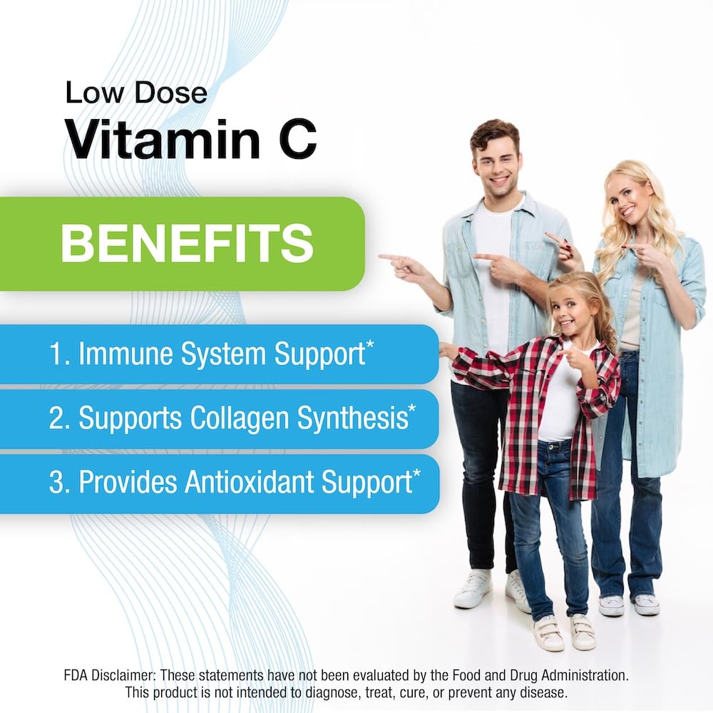 P Puregen Labs Vitamine C 250 MG comprimés dans un verre