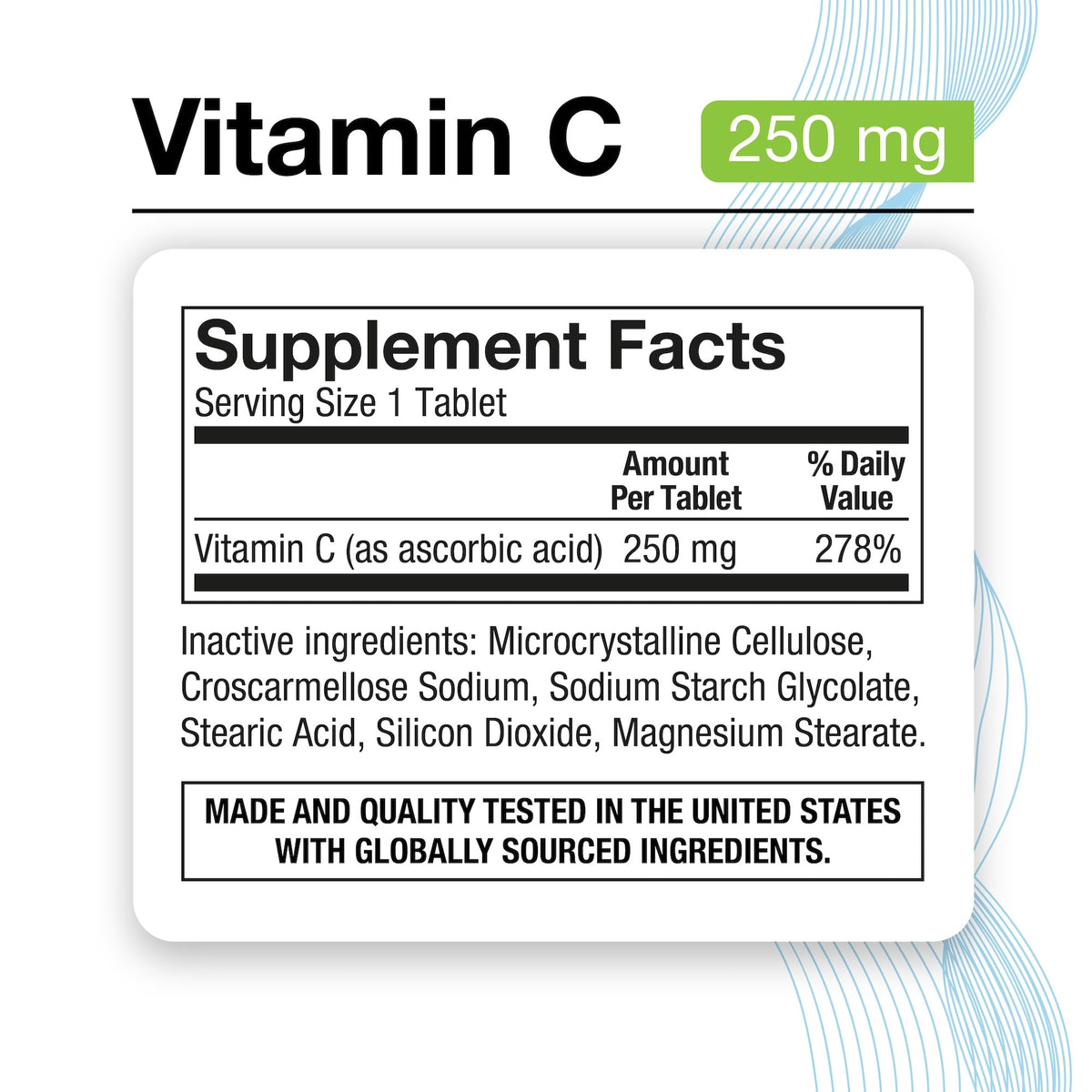 P Puregen Labs Vitamine C 250 MG emballage
