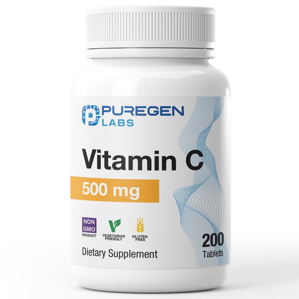 P Puregen Labs Vitamine C 500 MG 200 comprimés vue avant