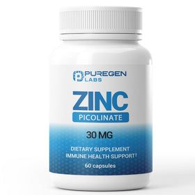 P Puregen Labs Zinc Picolinate 30mg 60 capsules front view