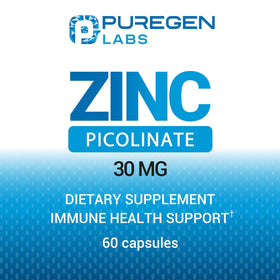 P Puregen Labs Zinc Picolinate 30mg 60 capsules side view