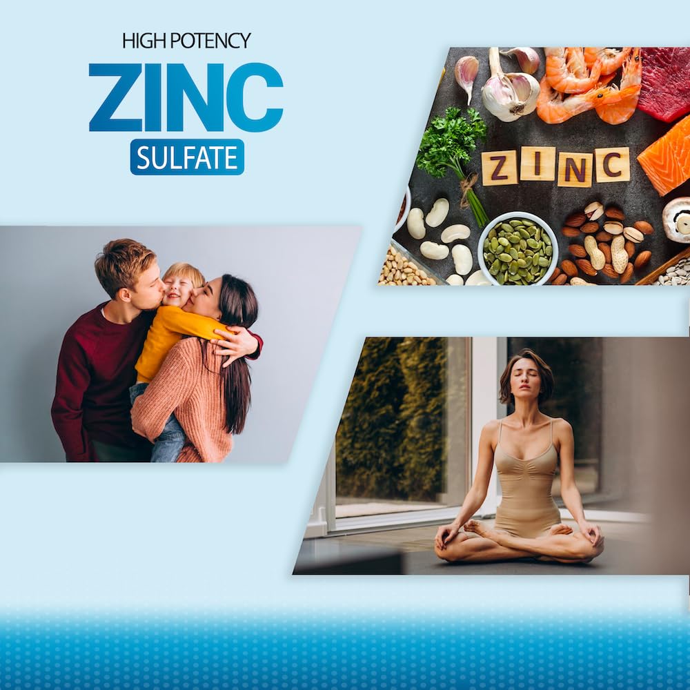 P Puregen Labs Zinc Sulfate 220 mg Complément Alimentaire avec étiquette claire