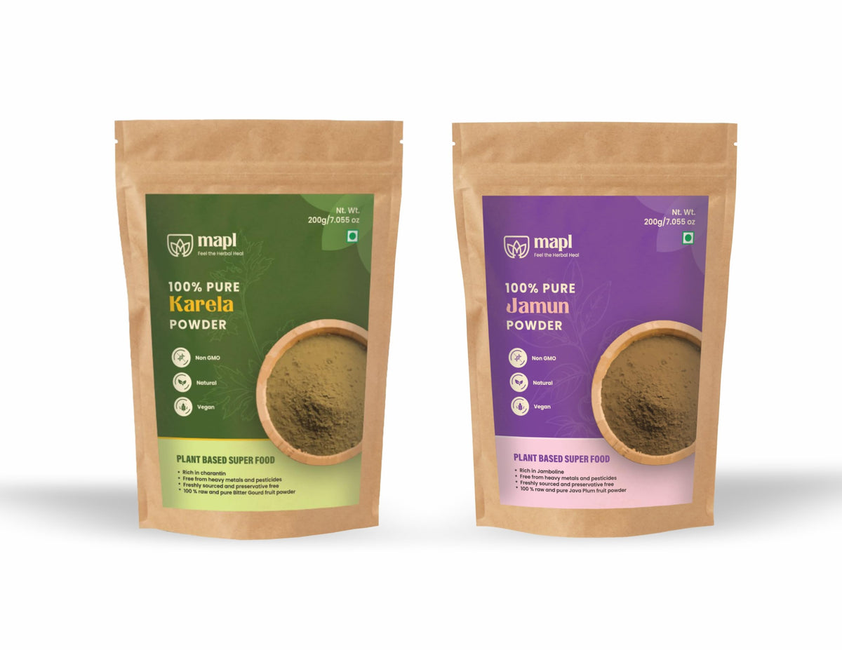 Pack combo MAPL de Karela et Jamun en poudre, 400g total