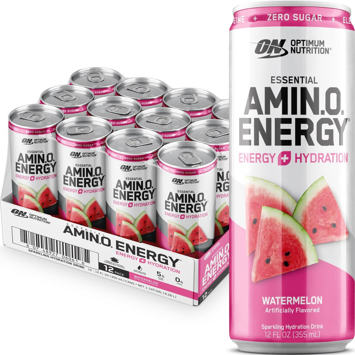 Pack de 12 boissons énergétiques pétillantes Optimum Nutrition, saveur pastèque