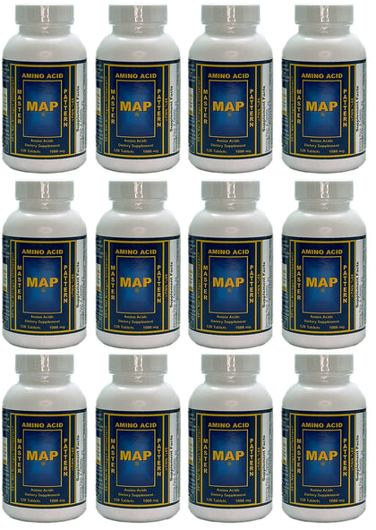 Pack de 12 bouteilles de MAP Master Amino Acid Pattern avec 120 comprimés chacun