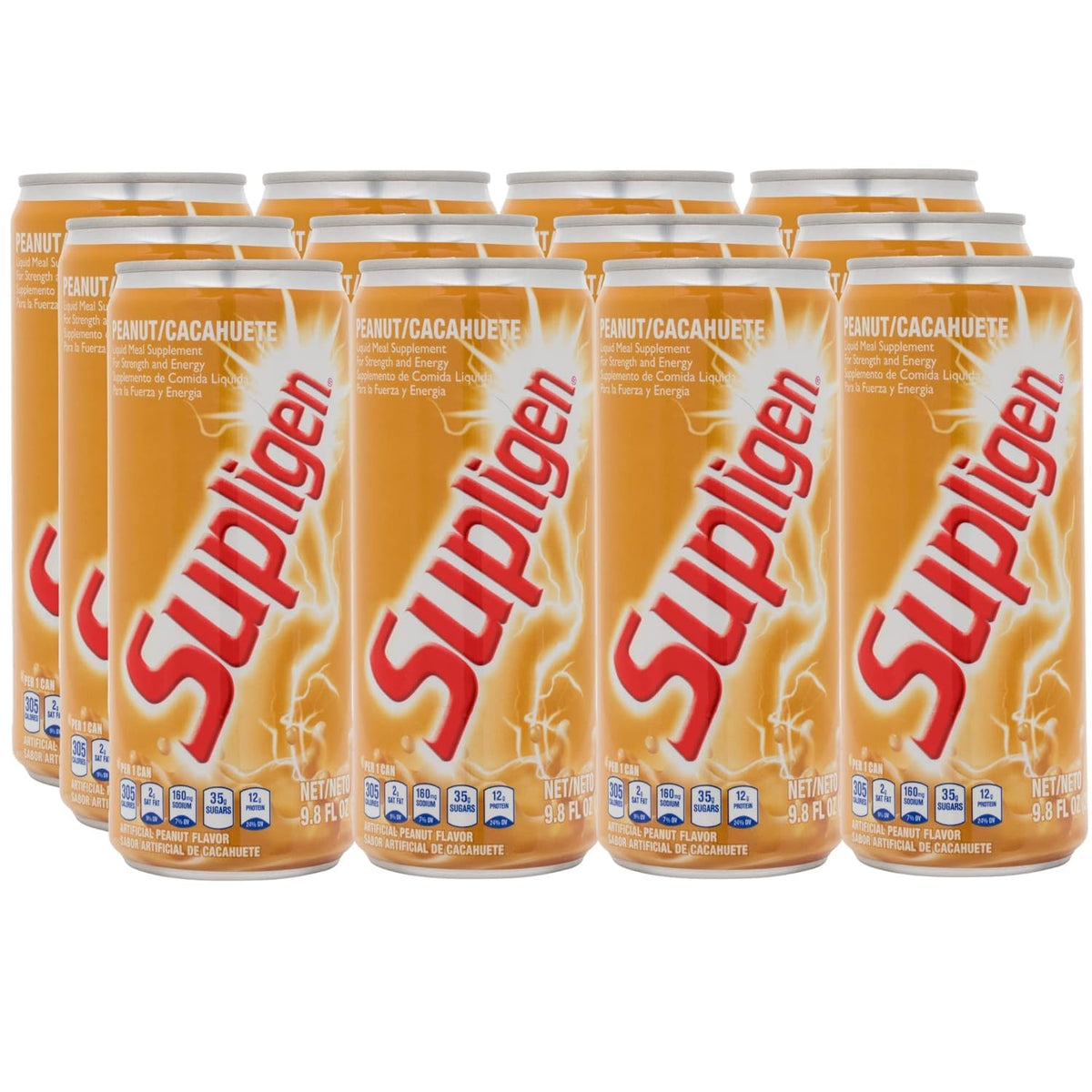 Pack de 12 bouteilles de Supligen Complément Alimentaire Liquide Saveur Cacahuète