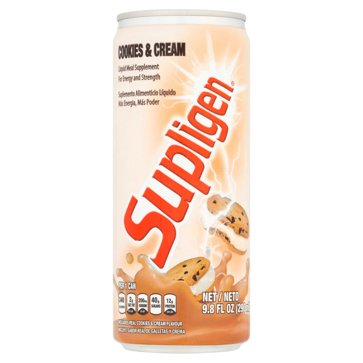 Pack de 12 bouteilles Supligen Complément Alimentaire Liquide Cookies et Crème