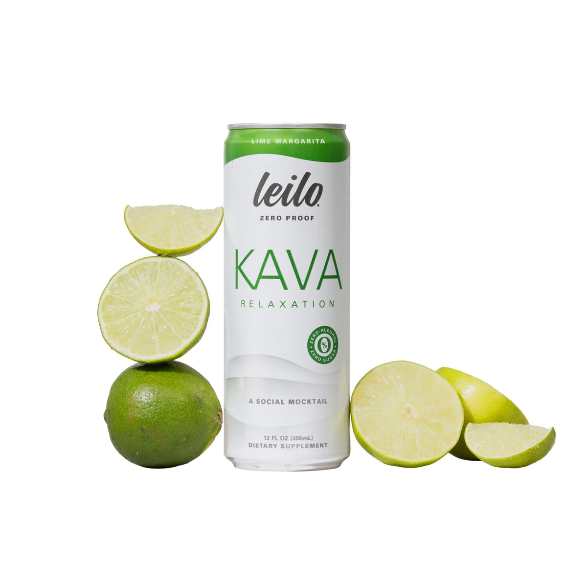 Pack de 12 canettes de mocktail Kava LEILO avec design de margarita