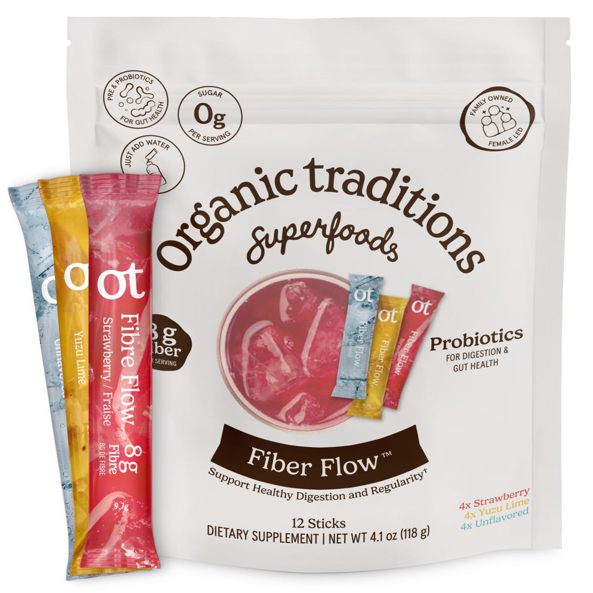 Pack de 12 sticks de Fibre Flow Organic Traditions