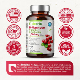 pack de 120 capsules de biophix D-Mannose sur une table