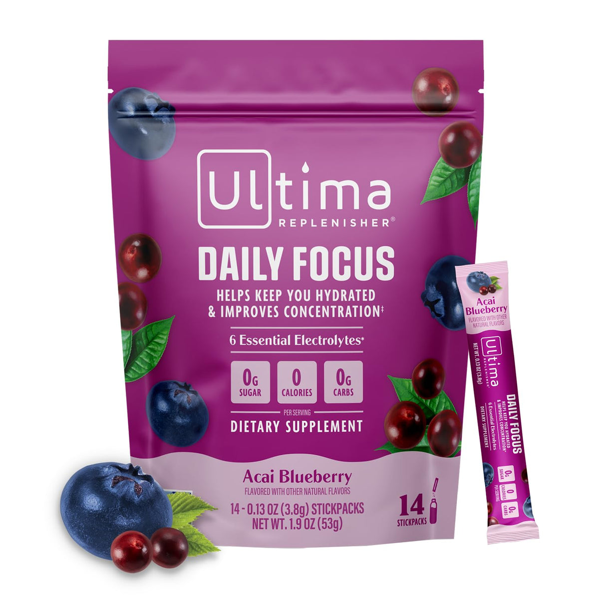 Pack de 14 stickpacks Ultima Replenisher Acai Blueberry