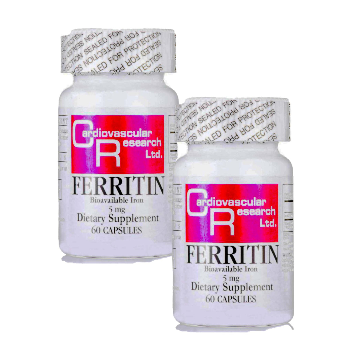 Pack de 2 bouteilles de ferritine Cardiovascular Research vue avant