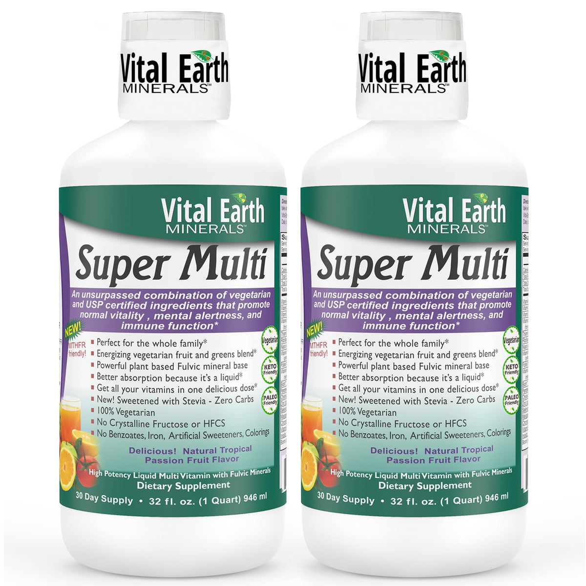Pack de 2 bouteilles de Vital Earth Minerals Super Multi 32 Oz