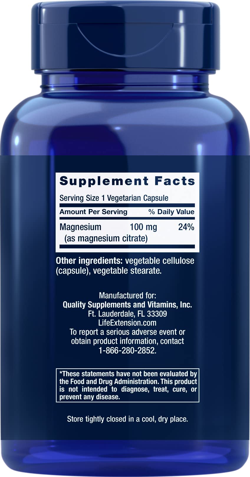 Pack de 2 Citrate de Magnésium Life Extension, 180 gélules, présentation