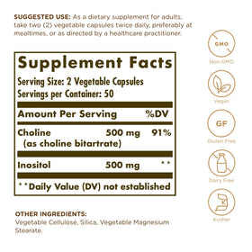 Pack de 2 Solgar Choline/Inositol 500 mg capsules