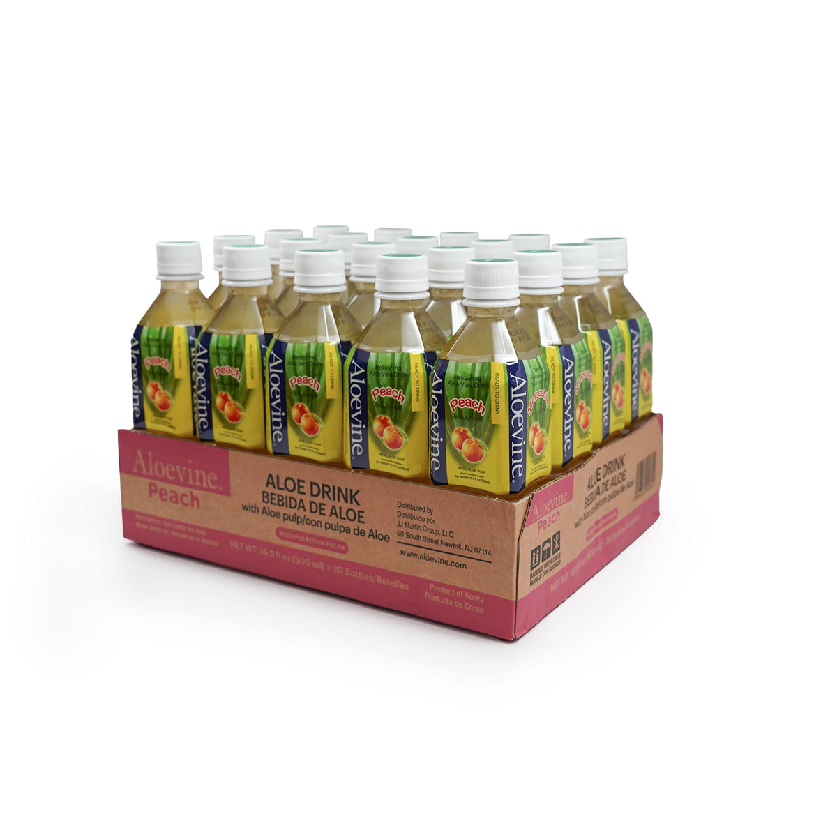 Pack de 20 boissons Aloe Vera Aloevine à la pêche, 500ml