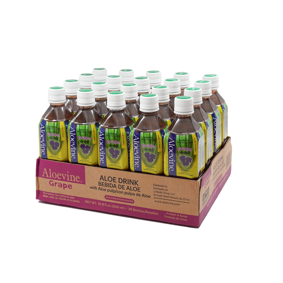 Pack de 20 bouteilles de boisson Aloevine Aloe Vera au raisin 500 ml