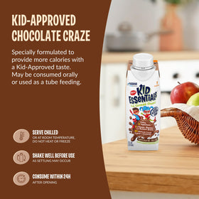 Pack de 24 boissons support Kid Essentials au chocolat sur une table