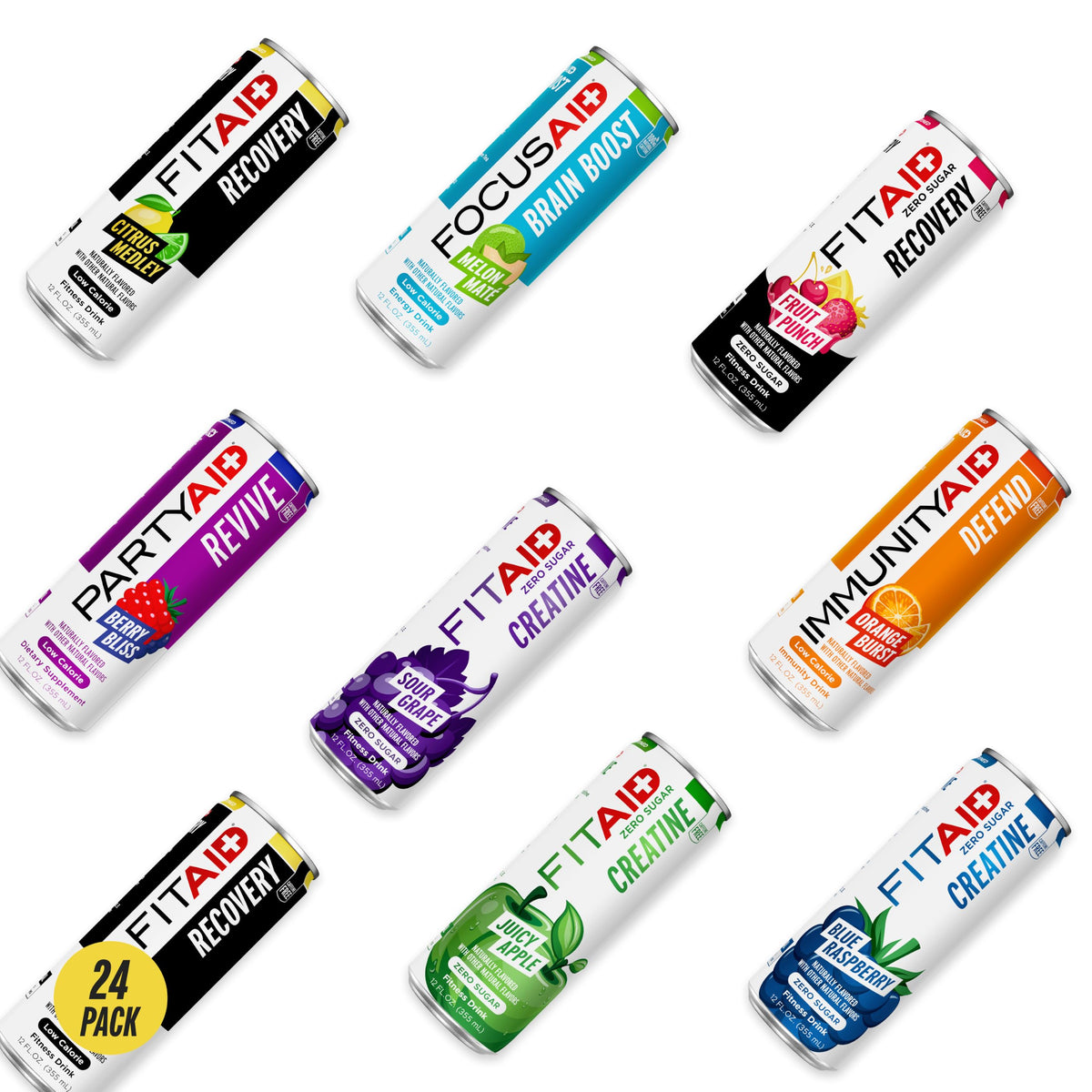Pack de 24 canettes LIFEAID Arc-en-Ciel avec différentes saveurs