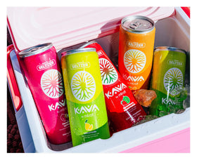 Pack de 24 canettes Mitra9 Kava Seltzer en vue de dessus