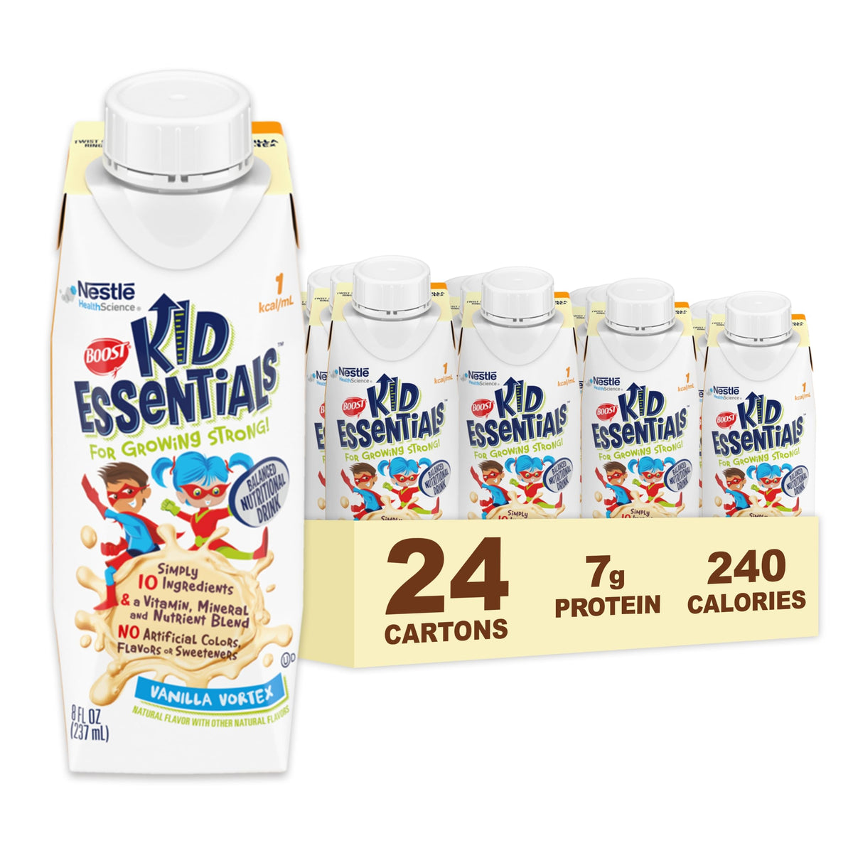 Pack de 24 unités de support Kid Essentials boisson nutritionnelle vanille