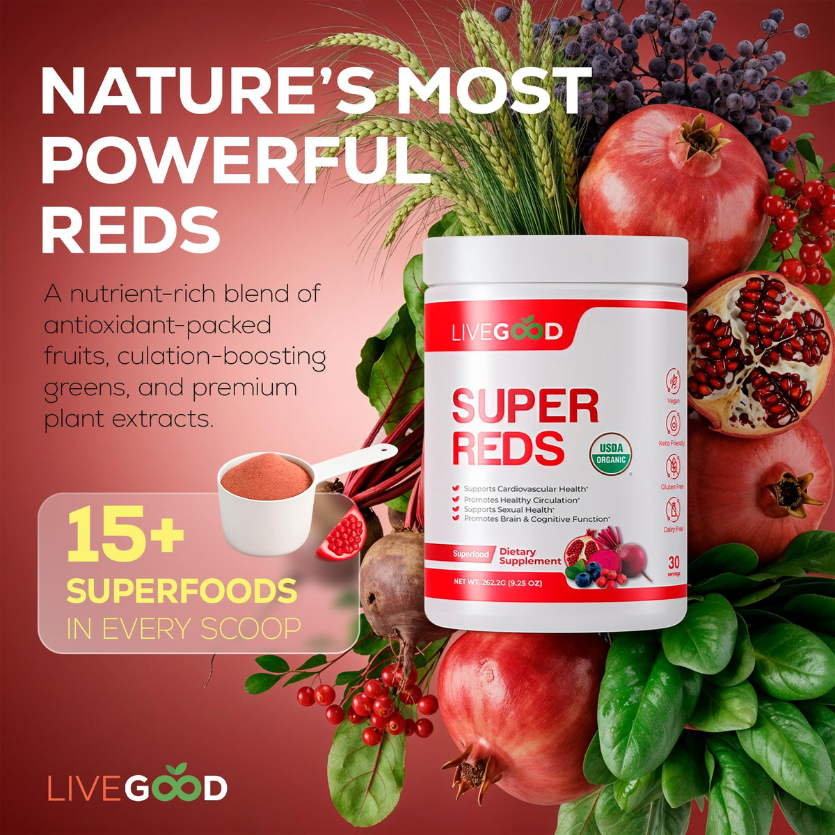Pack de 290g de poudre LIVEGOOD Super Reds