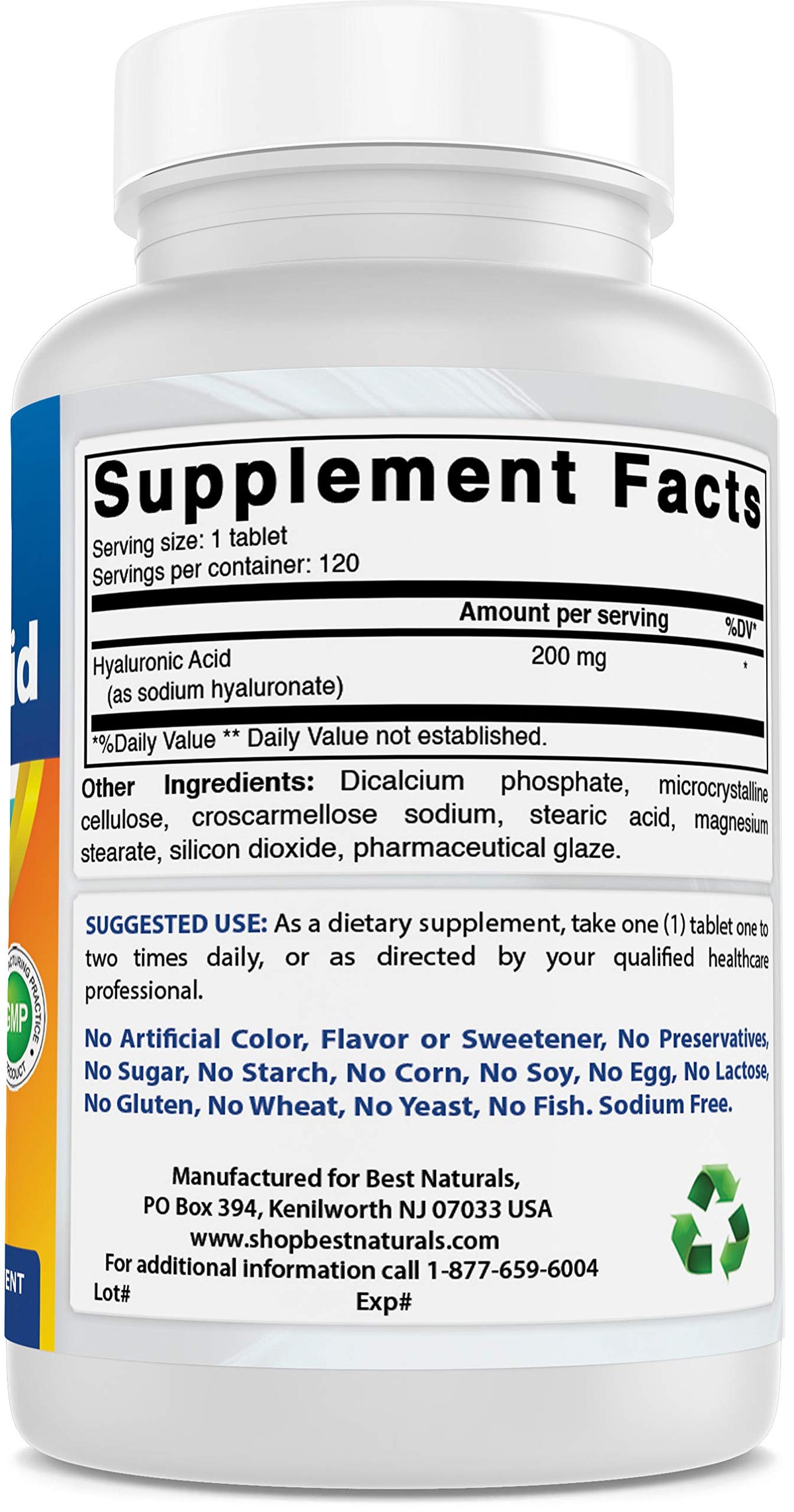 Pack de 3 Best Naturals Acide Hyaluronique 200 mg