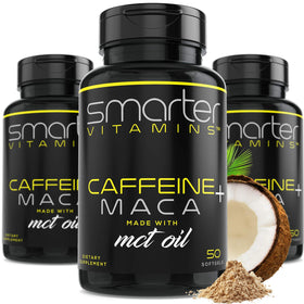 Pack de 3 bouteilles de SmarterVitamins avec 150 gélules de caféine 200mg